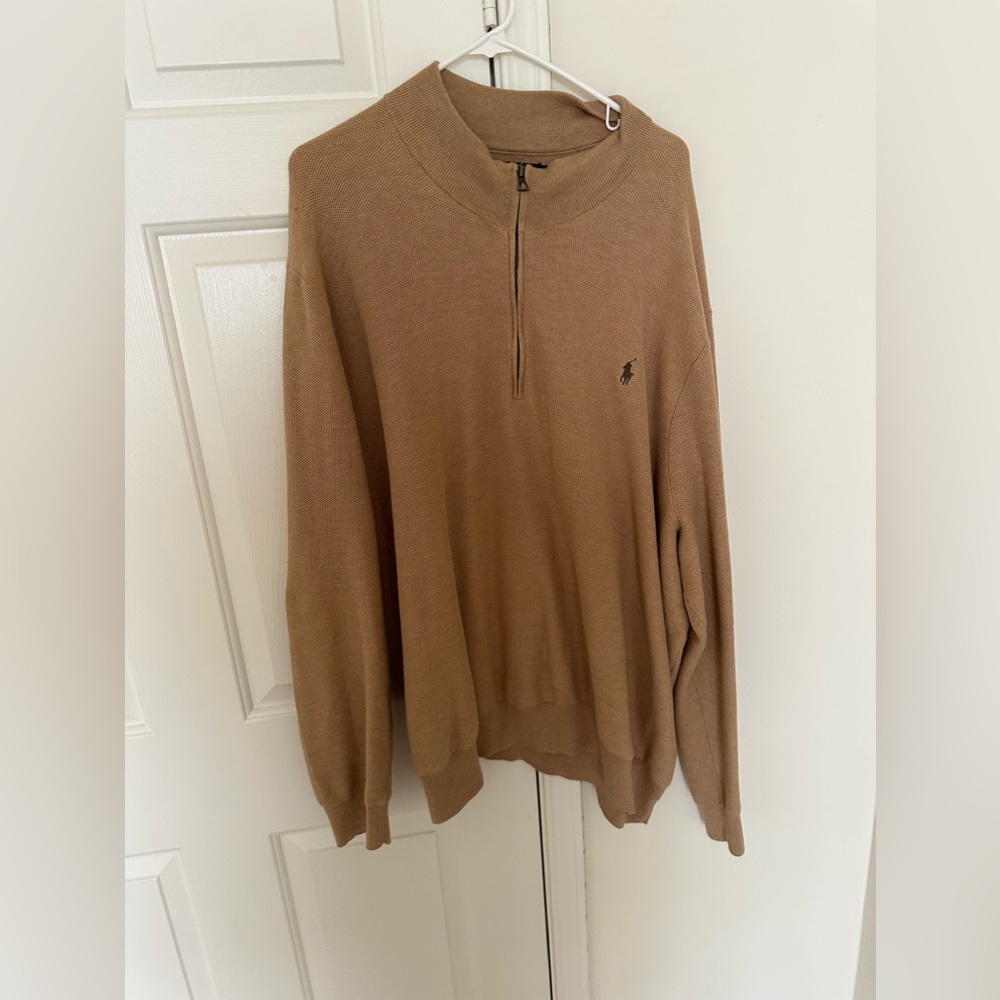 Men's Big and tall Polo v-neck sweater with zipper